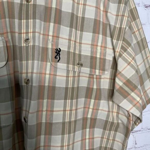 Vtg Browning Shooting Shirt Mens M Medium Green Button Down Short Sleeve Hunting - Picture 3 of 9